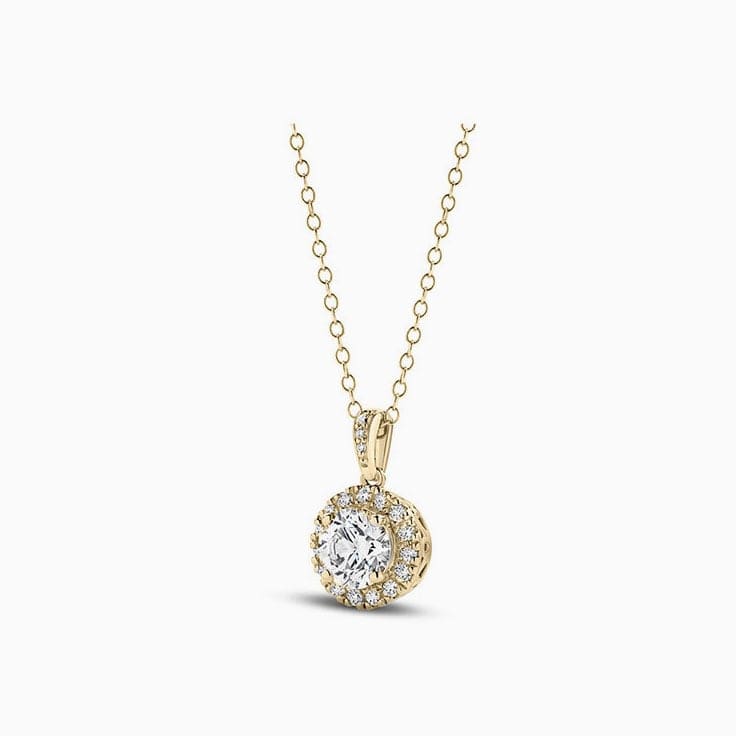 Round Lab Diamond With A Halo Necklace