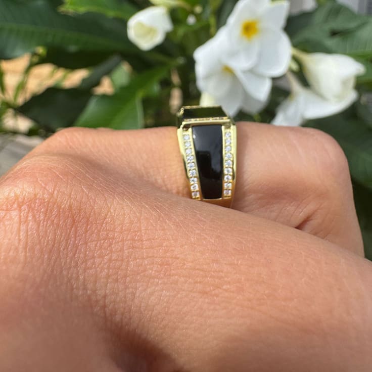 Black onyx and diamond ring