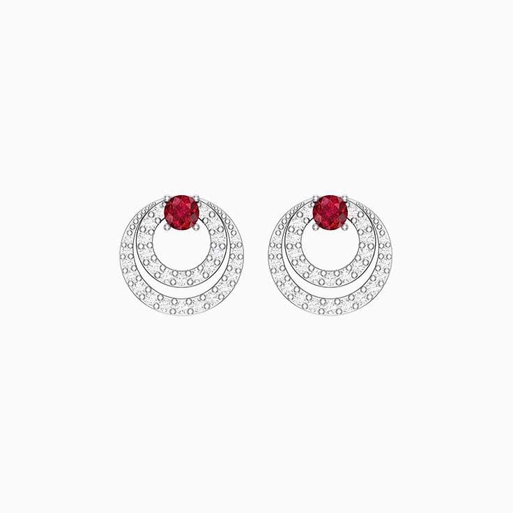 Double loop ruby and diamond earrings