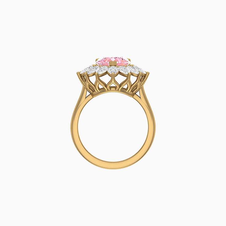 Heart Rays with Lab Light Pink sapphire and diamonds