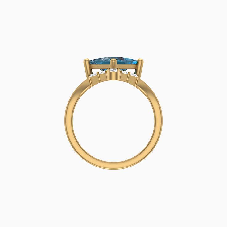 London blue topaz and natural diamonds solitaire and band ring