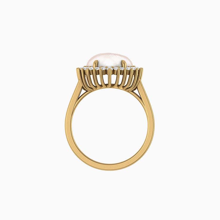 Baroque pearl natural diamond halo