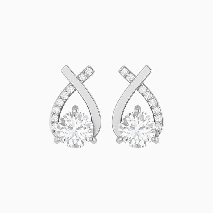 Lab cross over stud earrings