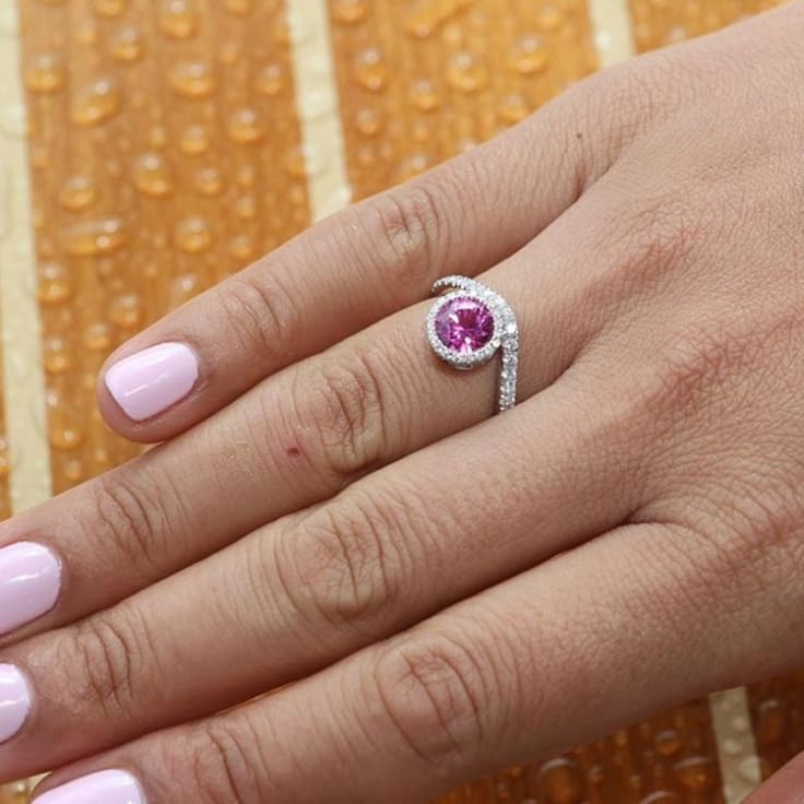 Round Pink Tourmaline With Diamond