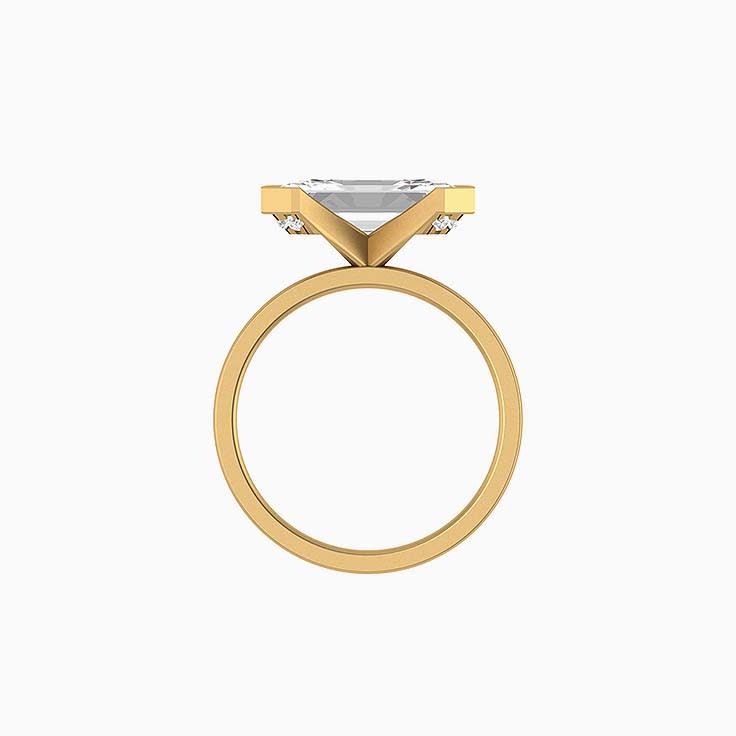 Lab Emerald cut West to East setting solitaire
