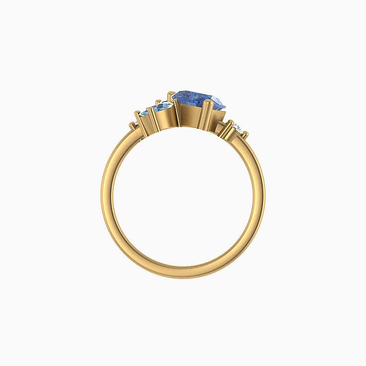 Heart of blue Sapphire Blue topaz aquamarine and diamonds