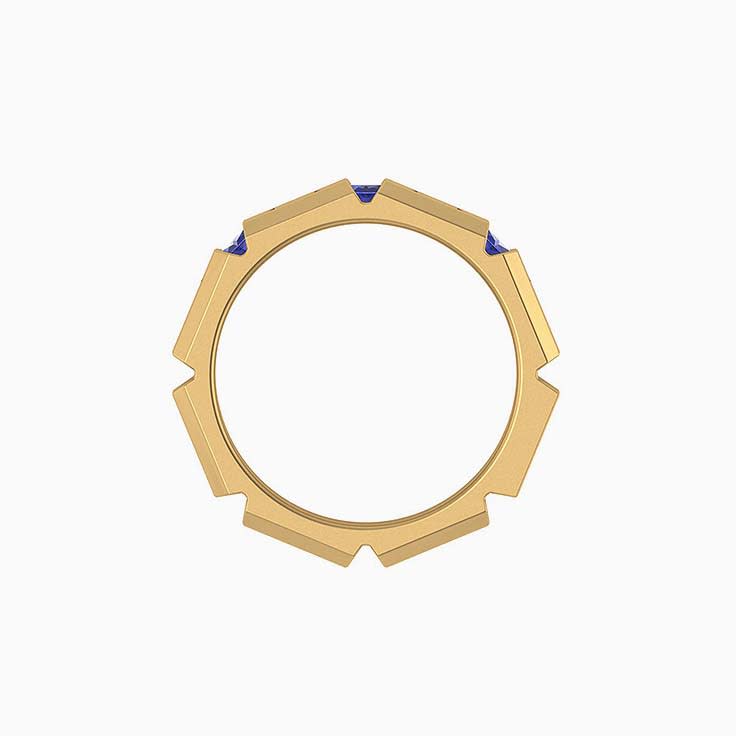 Gents natural sapphire solid gold ring