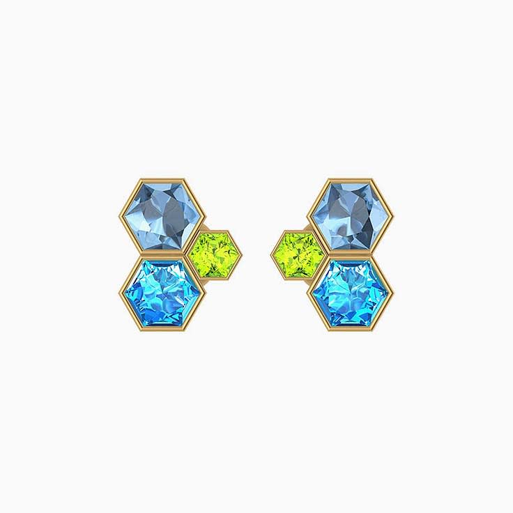 Sea Breeze Blue Topaz Aquamarine peridot studs