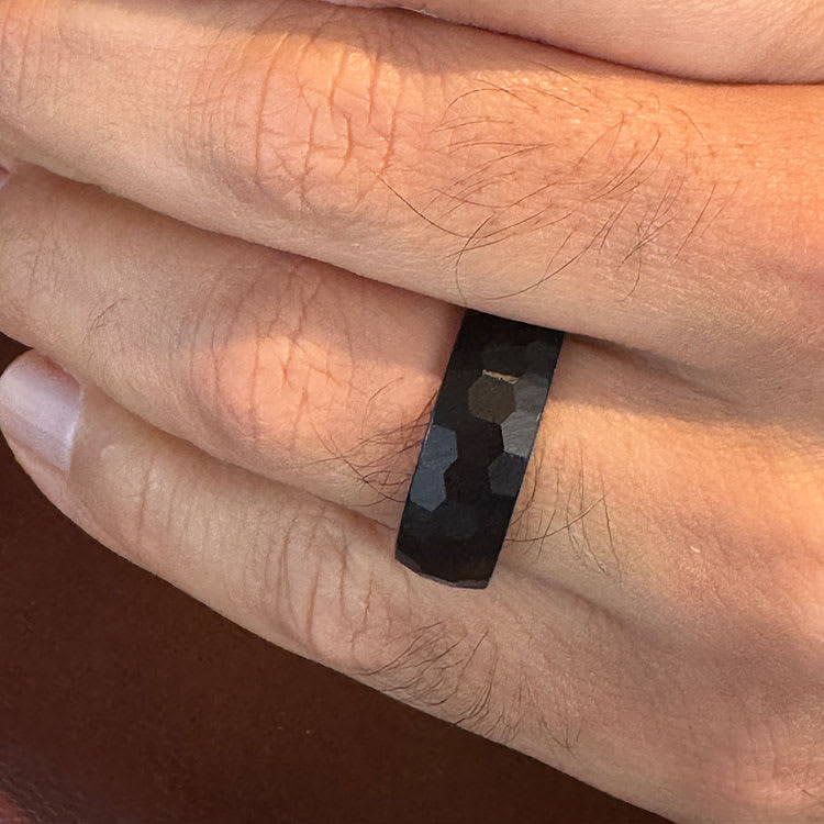Hammer Finish Black Ring