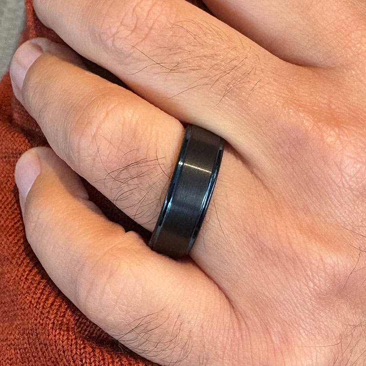 Black Ring With Blue Stripes