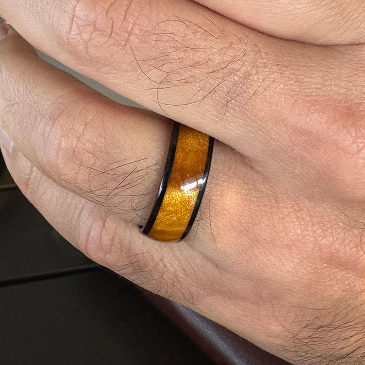 Wood Ring With Black Tungsten