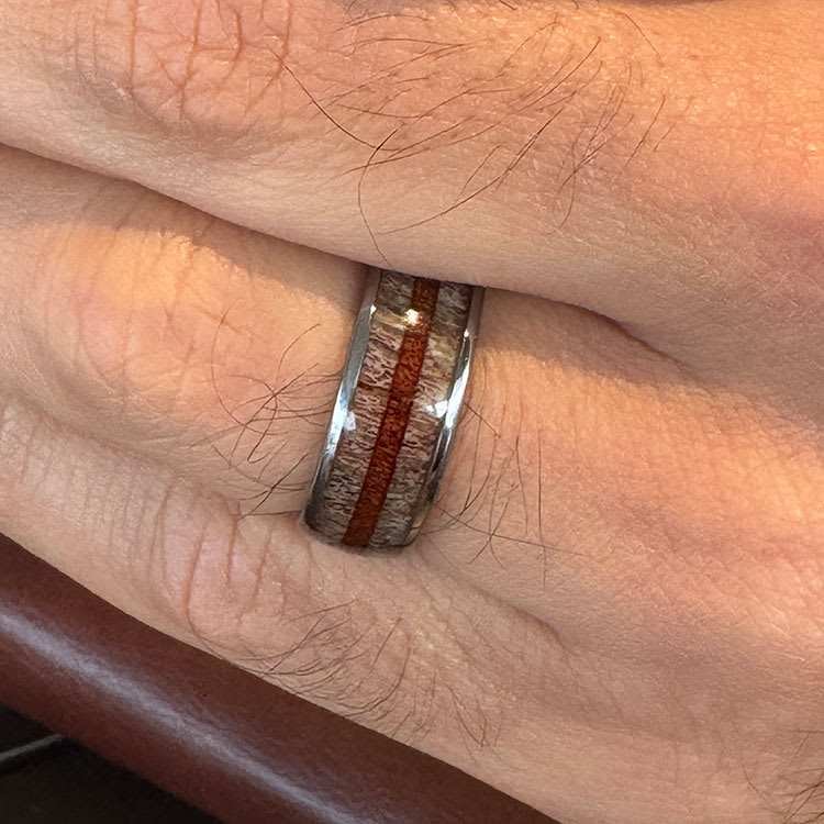 Whiskey Barrel With Deer Antler Ring