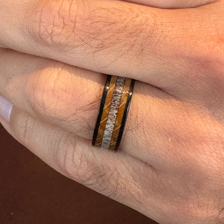 Antler With Whiskey Barrel Ring