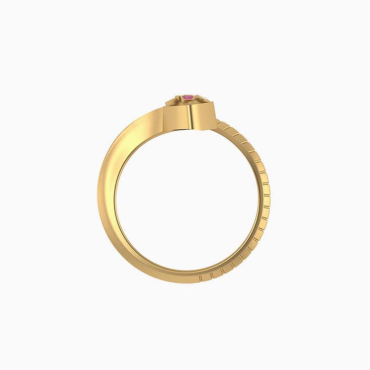 Snake ring with Rhodolite and Peridot solid gold