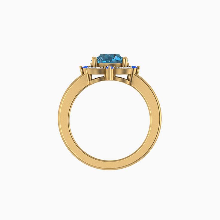 Classy London Blue and Sapphires and diamond ring