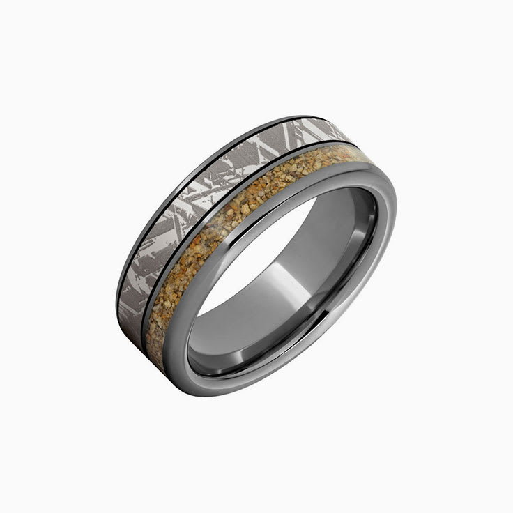 Dino fossil with meteorite pattern ring