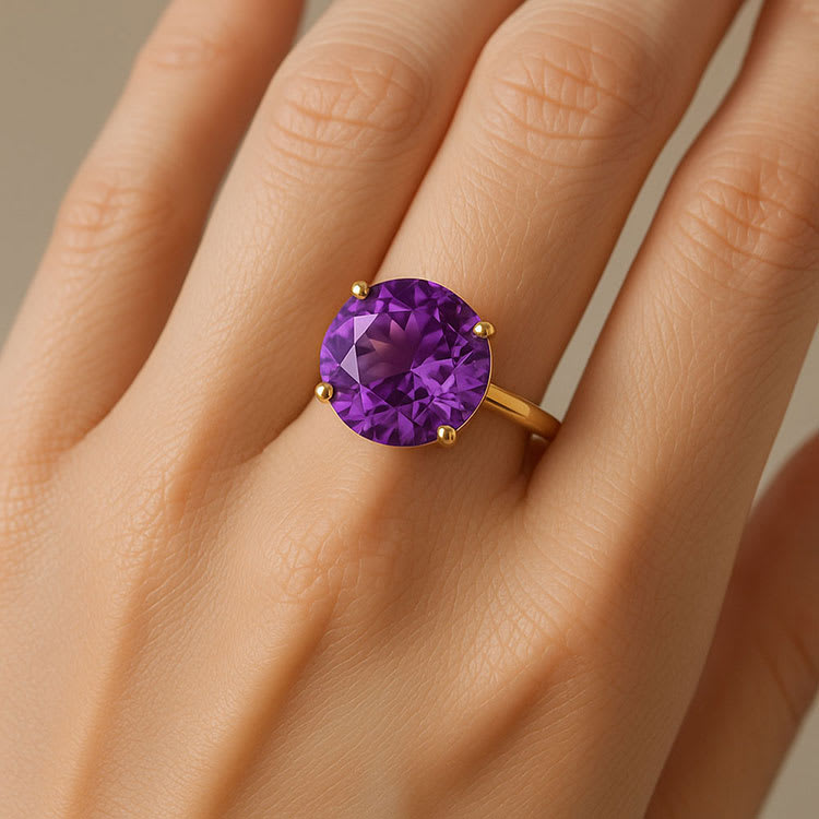 Custom Amethyst gemstone ring