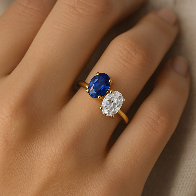 Custom Toi et Moi Gemstone Ring