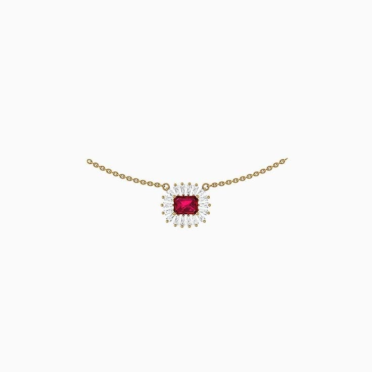 Lab Ruby and Lab Diamond necklace 43cm diameter x 1.7mm thick chain
