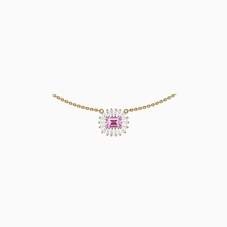 Lab Pink Sapphire and lab diamonds 43cm diameter x 1.7mm thick chain necklace