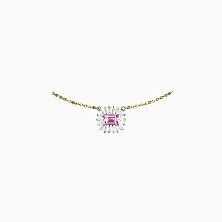 Lab Pink Sapphire and lab diamonds 43cm diameter x 1.7mm thick chain necklace