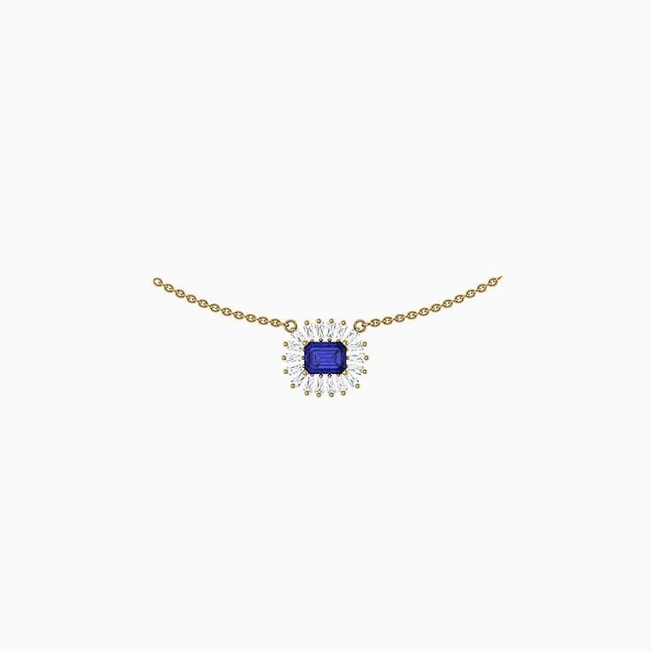 Natural Tanzanite and Lab diamonds with 43cm diameter 1.7mm thick chain necklace