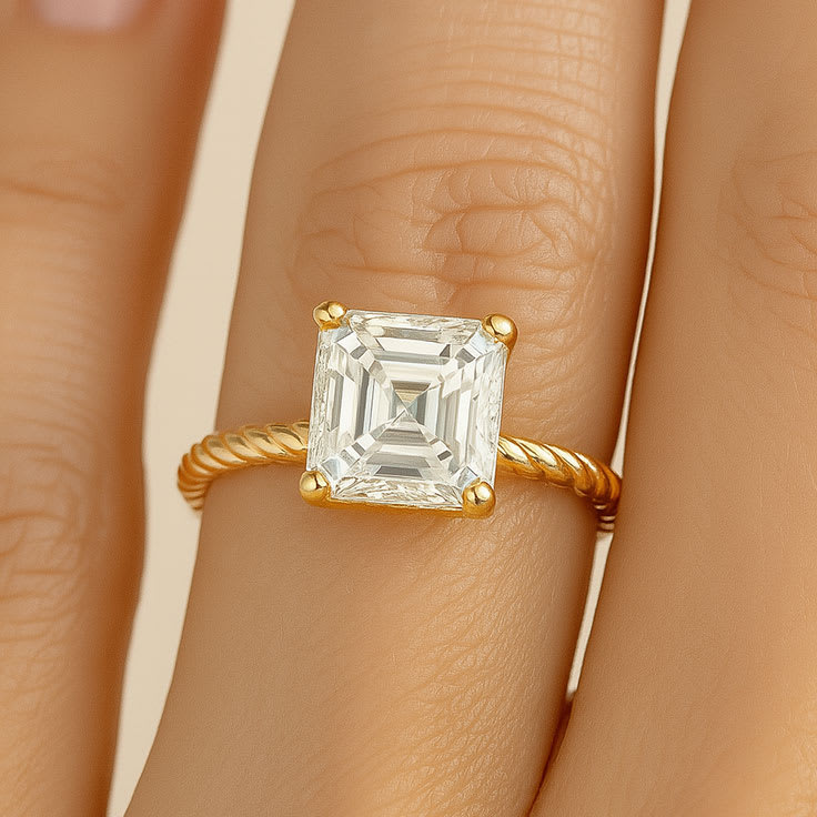 Asscher cut Mossanite Engagement ring