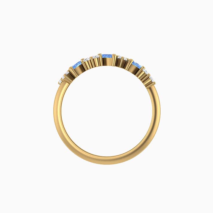 Natural blue sapphires marquise cut and natural diamond ring
