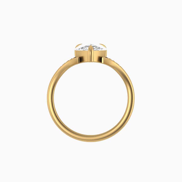 Double band V shape Lab Pear cut Engagement ring