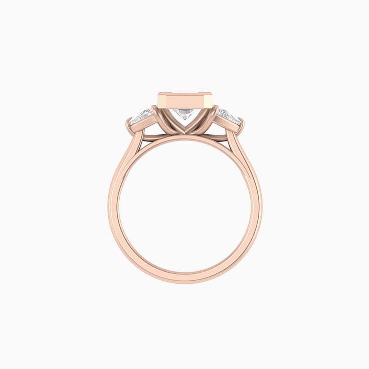 Half bezel Radiant cut Trilogy Lab diamonds