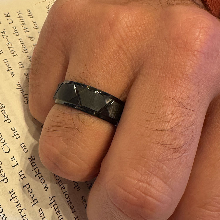 Pattern finish tungsten ring