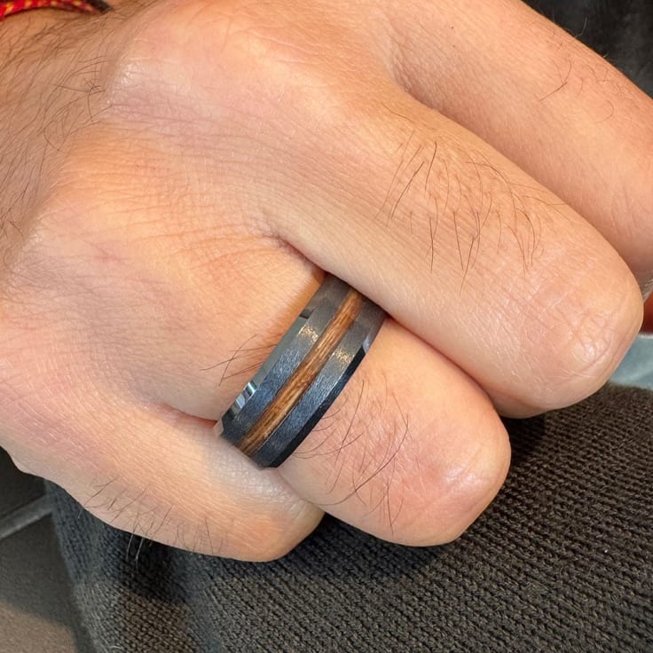 Barrel aged inlay ring