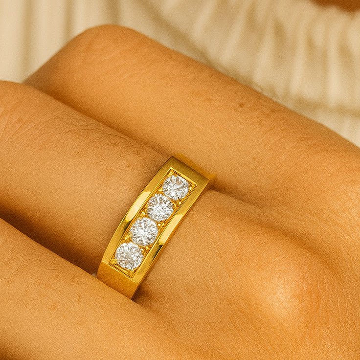 22k mens solid gold signet ring with diamonds