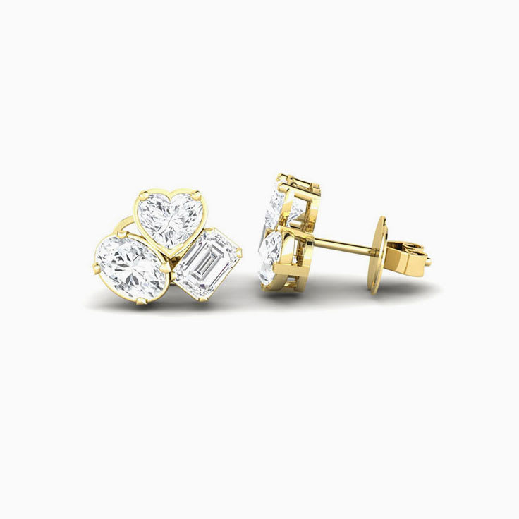 three stone lab diamond studs