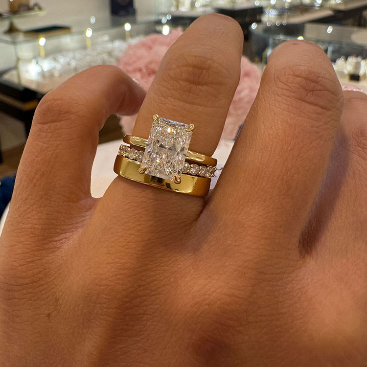 3 carat lab radiant cut with a hidden halo
