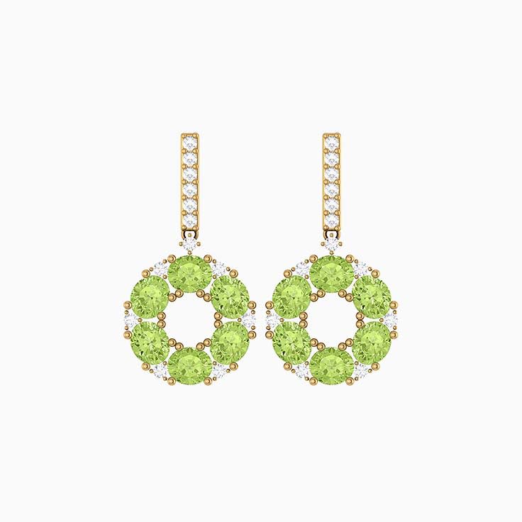 Oval cut Peridot and diamond earrings