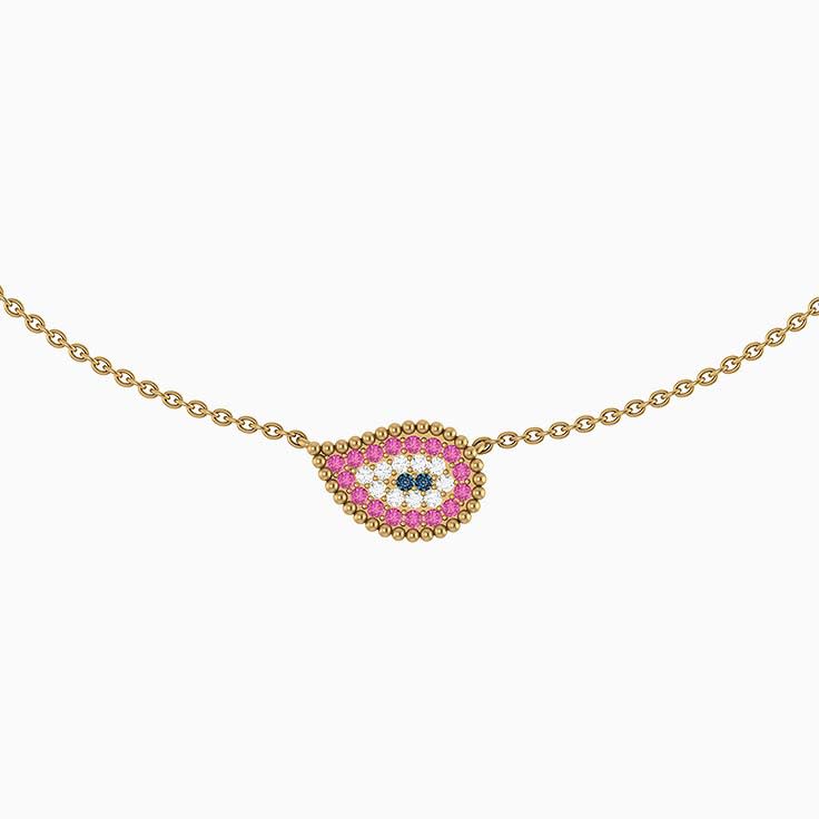 Modern evil eye necklace.