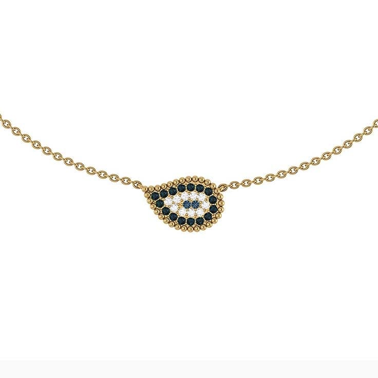 Modern evil eye necklace.
