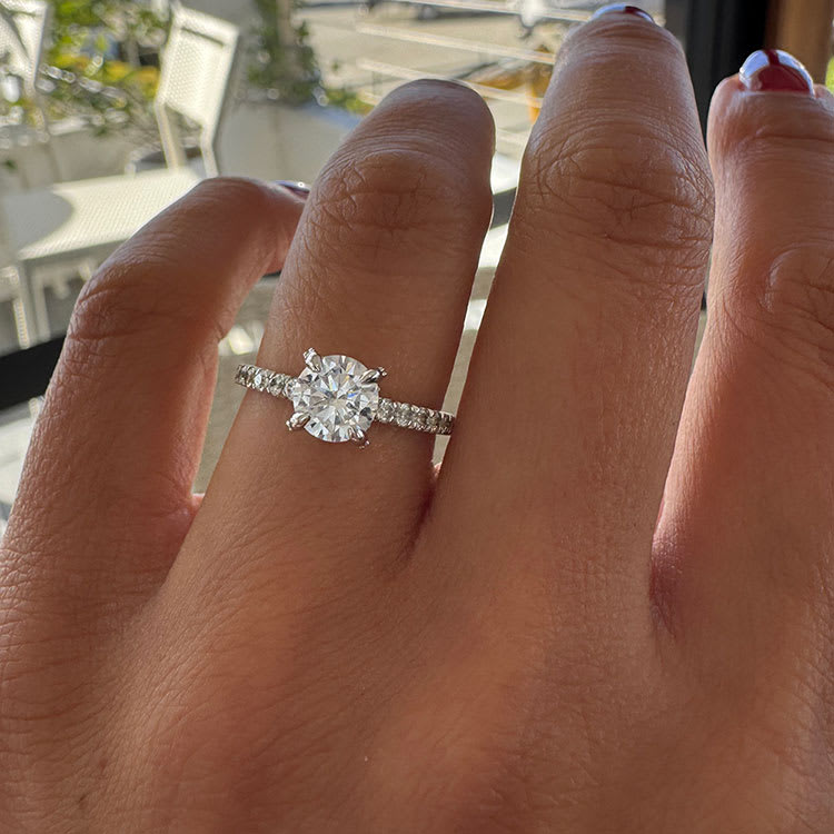 Round Hidden Halo Lab Diamond Engagement Ring