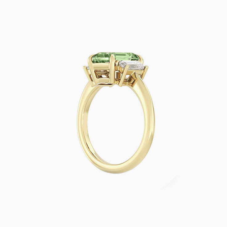 Green Emerald Cut Sapphire Engagement Ring