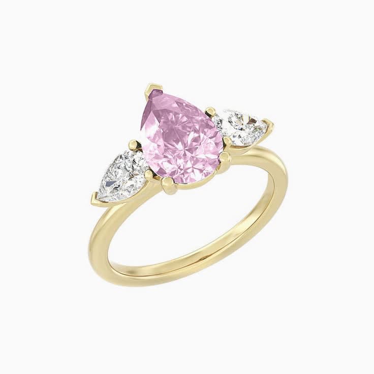Lab grown light pink sapphire and diamond ring