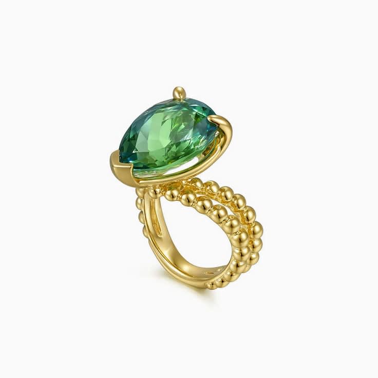 Lab grown parti Sapphire gold ring