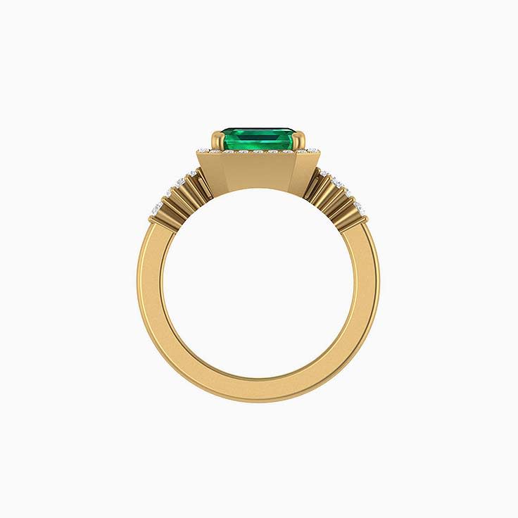 Lab grown Emerald deep Green and lab diamonds