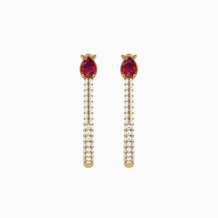 Natural Better rubies and natural diamond earrings