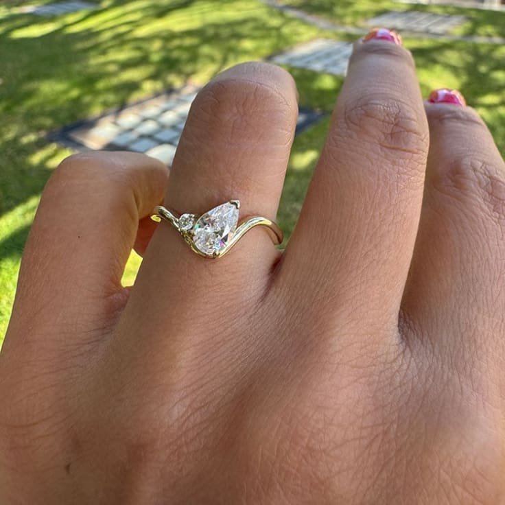 Unique pear diamond engagement ring