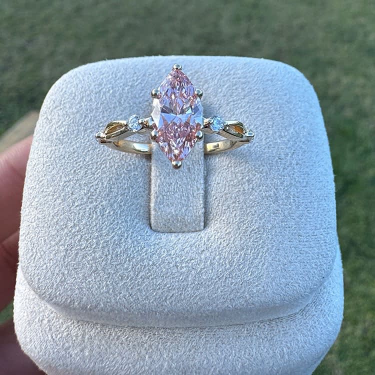 Pink lab diamond marquise ring