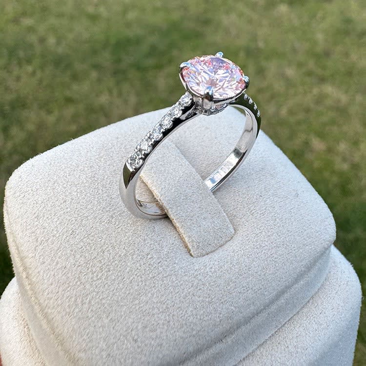 Classic round pink diamond ring