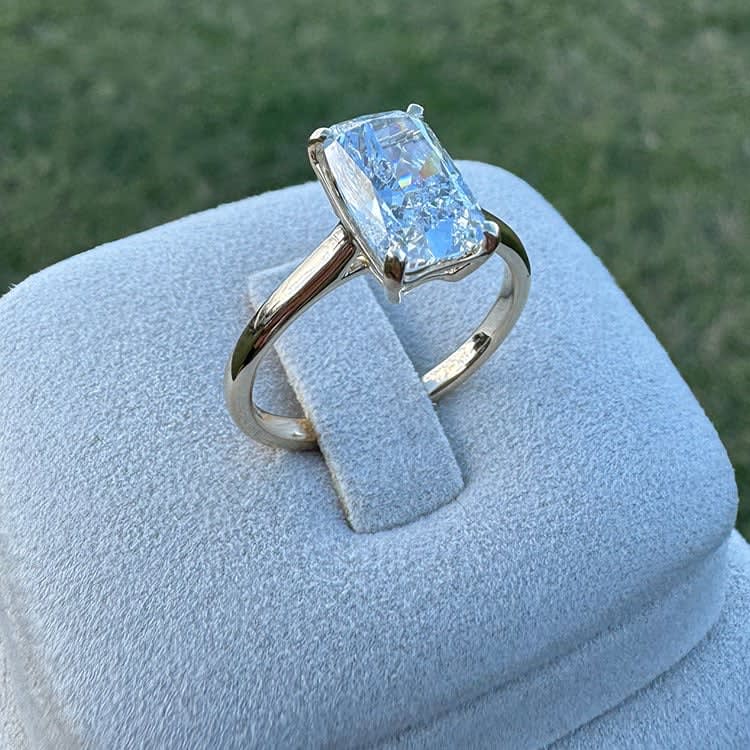 elongated radiant cut diamond ring