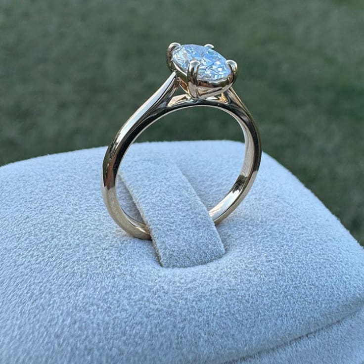 1ct oval solitaire on a gold band