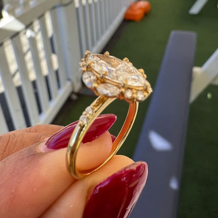 Marquise on a unique gold band
